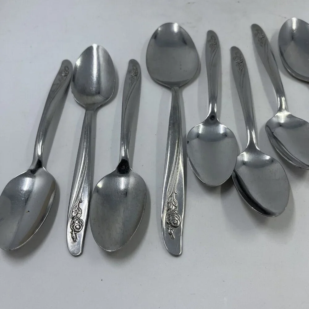 Oneida‎ Roseanne Flatware 2 Oval Soup Spoon 9 Teaspoon Set Stainless